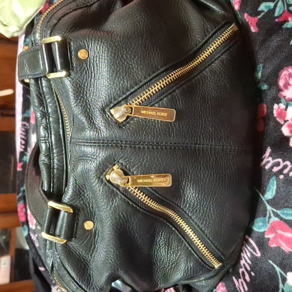 Michael Kors Black Satchel with Gold Zippers - Picture 1 of 2